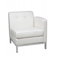 OSP Home Furnishings WST51RF-W32 Wallstreet Chair Right Arm Facing in White Faux Leather